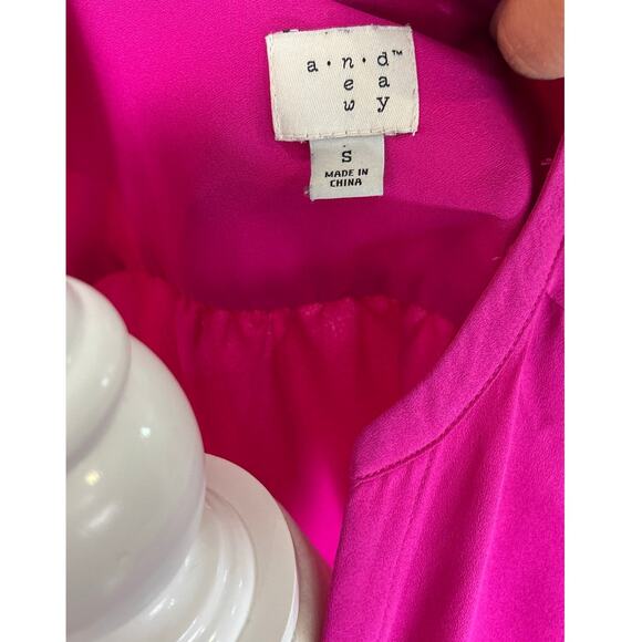 A New Day Women's Size S Pink Brass Button Up Sleeveless Blouse #0272 - Picture 7 of 10